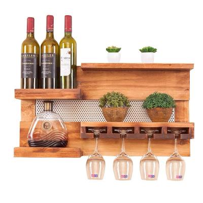 China Sustainable Factory Direct Nordic Solid Wood Wine Rack Wine Goblet Hanging On The Wall for sale