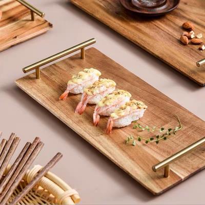 China Eco-friendly Acacia Steak Pizza Fruit Sushi Storage Dish Cheese Wooden Board Board For Kitchen Tray Wood Serving Dish for sale