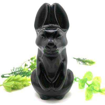 China China Wholesale Bulk Rabbits Natural Obsidian Crystal Rabbit For Souvenirs Gift for sale