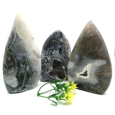 China China Wholesale High Quality Natural Crystal Moss Agate Flame For Home Decoration Gift for sale