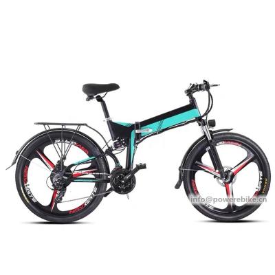 China Powerful 48V 10.4Ah Aluminum Alloy Battery 3 Beams Magnesium Wheel Cross-Country Motor 26 Inch Full Suspension Folding Electric Mountain Bike for sale