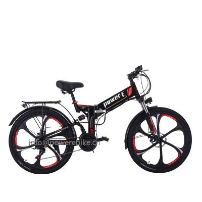 China Aluminum alloy 6 beams magnesium wheel motor 250W 350W lankeleisi electric bike 48V 12AH downhill full suspension folding electric bicycle for sale