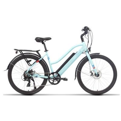 China Sky Blue Bike Green 36v 350w Aluminum Alloy Comfortable Electric Women Riding E Bike Electric Bike City for sale