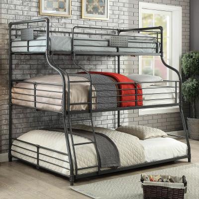 China Strong Cheap Army Three Layer Metal Bunk Bed Strong Triple Sale Foldable For Adult Frame 3 Tier Metal Triple Beds for sale