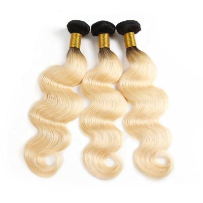 China Body Wave Weft Double Cuticle Aligned Raw Body Wave 1B613 With Closure Virgin Peruvian Blonde Bundles 100% Human Remy Hair Extension for sale