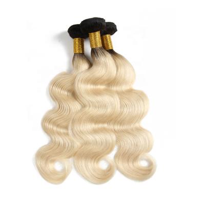 China Body Wave Weft Double Cuticle Aligned Raw Body Wave 1B613 With Closure Virgin Peruvian Blonde Bundles 100% Human Remy Hair Extension for sale