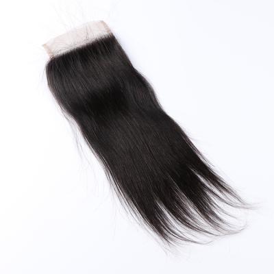 China Wholesale Silky Straight Top Brazilian Brazilian Hair With Transparent Processes Thin Straight Swiss 4x4 Lace Closure for sale