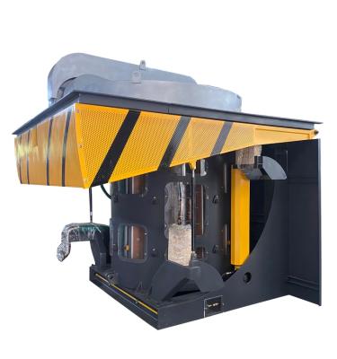 China Factory 500KG 0.5T VIPmedium Frequency Induction Steel Case Hydraulic Furnace For Iron Melting Copper Aluminum Steel for sale