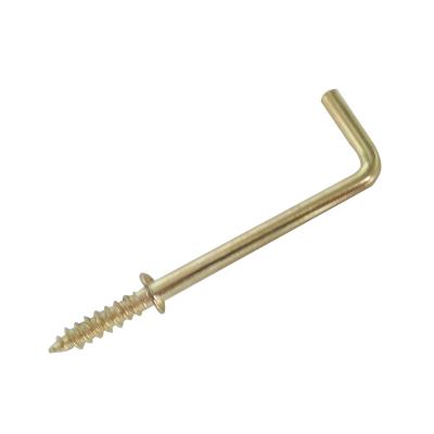 China Pan Wholesale Custom Brass Plated L Type Hook Wood Screw With Cap for sale