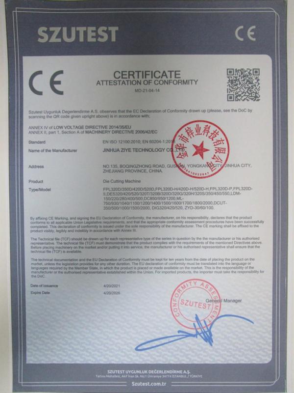 CE - Jinhua Ziye Technology Co., Ltd.