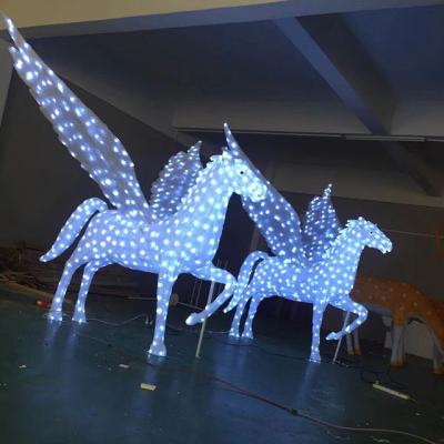 China Commercial Use Outdoor LED Modeling Christmas Lights Pegasus Animal Sculpture Decorations Holiday Lights Commercial Display for sale