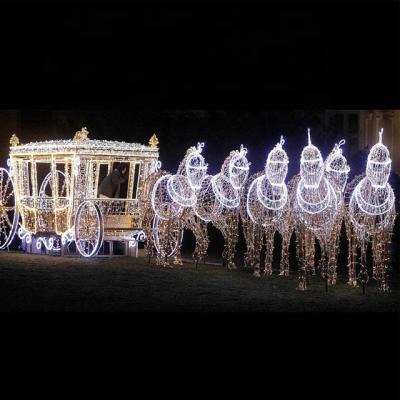 China Copper Wire High Brightness Holiday Lighting Life Size LED Sculpture Reindeer Sleigh 3D Pattern Light Christmas Decoration for sale