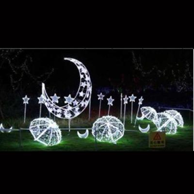 China Copper Wire Moon Star LED 2D Pattern Light Ramadan Decoration Light for sale