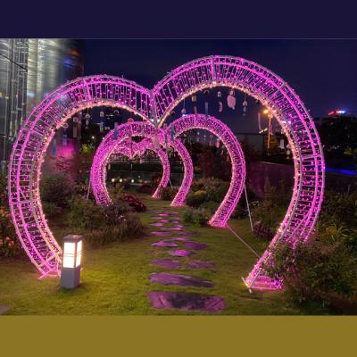 China Outdoor Waterproof Copper Wire Valentines Day Decor Light For Sale Heart Shape Pattern Light For Wedding Park Christmas String Lamp for sale