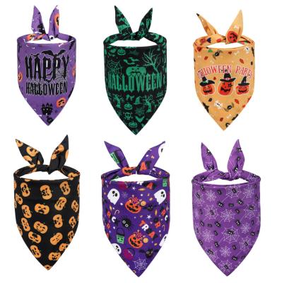 China 2021 Viable New Halloween Triangle Scarf Pet Drool Towel Saliva Triangle Towel Pet Bandana for sale