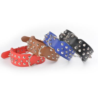 China Padded Manufacturers Supply Fashion Rivet Cat Dog Pet Collar Pet Supplies Pu Leather Dog Collar Large. for sale