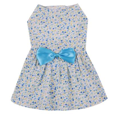 China Sustainable New Products Wholesale Summer Pet Dress Clothes Bowknot Floral Dog Cat Skirt for sale