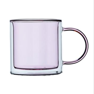 China Sustainable Custom Logo High Borosilicate Square Drinking Glass Mug , Juice Glass Cup With Handle for sale