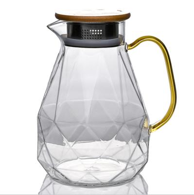 China Glass 60 oz Glass Water Pitcher with Lid and Handle, Carafe Jug for Coffee, Juice, Ice Water for sale