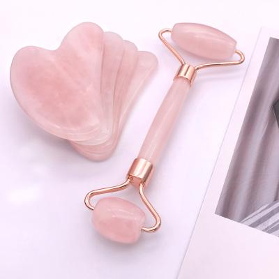 China High Quality Face Beauty Accessories 100% Natural Gua Sha Jade Stone Box Vibrate Nephrite Jade Roller Gua Sha Set With Stand Brush for sale