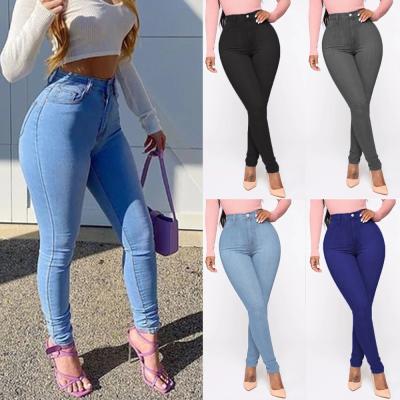 China Crack! crack! Hot Selling Women's Girls Cheap Butt Logo Ladies High Waist Fall Custom Made Plus Size Long Pants Fitted Jean Skinny Blue Leggings With Pockets for sale