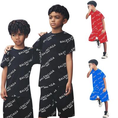 China 2021 fashion trend washable street kid's suits, hip-hop letters printed casual sports two-piece suit for sale