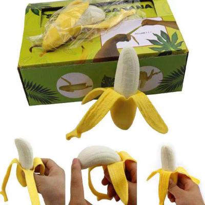 China Japanese Funny TPR Noise Compression Pressure Release Banana Toys Wholesale Duct Kids Squishy Toys for sale