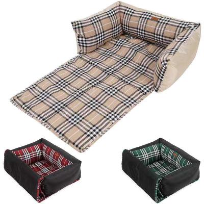 China 2020 Viable Newest High Quality Luxury Plaid Thicken Warm Multifunctional Pet Sofa Dog Bed for sale