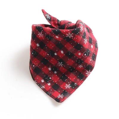 China Viable Wholesale Custom Christmas Style Plaid Pet Accessories Double Layer Dog Bandana for sale