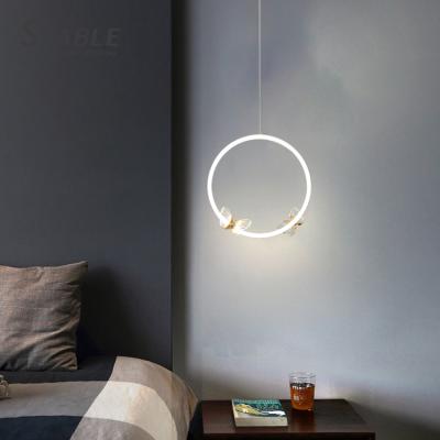 China Easy To Install Modern Simple Body Living Room Lamp Iron Round Led Chandelier Pendant Light for sale