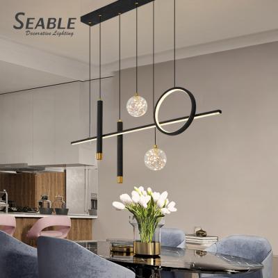 China Easy To Install Gorgeous Living Room LED Indoor Black Modern Chandelier Gold Color Gold Decoration Fashion Pendant Light for sale