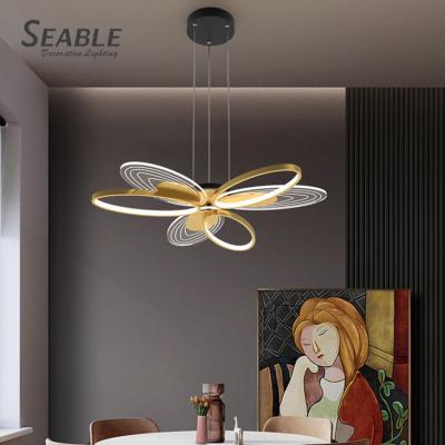 China Easy To Install Modern Living Room Three Color Dimmable Led Square Modern Living Room Led Chandelier Pendant Light for sale