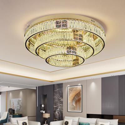 China Easy To Install Designer Choice New Style Triple Rings Dimmable Indoor Living Room LED Ceiling Mounted Lamp for sale