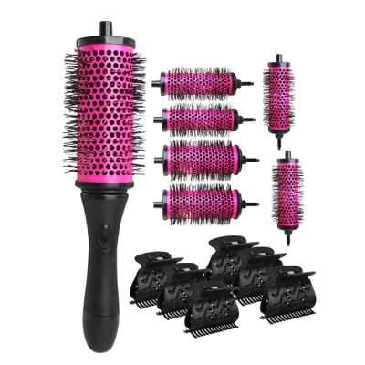 China Portable Boar Round Bristle Hair Comb Barrel Ceramic Coating Curling Hair Brush for sale