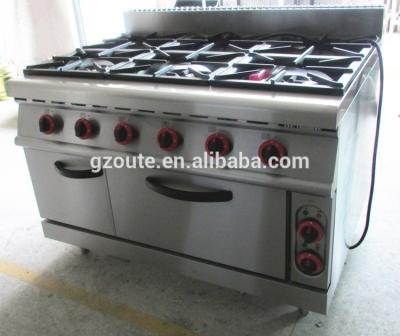 China Commercial Smoothtop Gas Cooker 6 Burners Gas Stove With Gas Oven Cabinet for sale