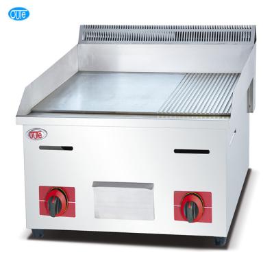 China Top Quality Stainless Steel Gas Griddle and Grill with Half Flat and Grooved Plate (OT-722a) for sale