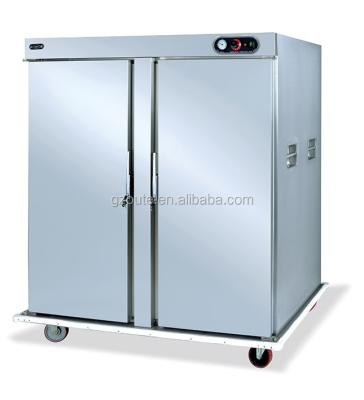 China High Quality Movable 22 Tall Food Trays Electric Double Door Warmer Food Cabinet With Wheels for sale