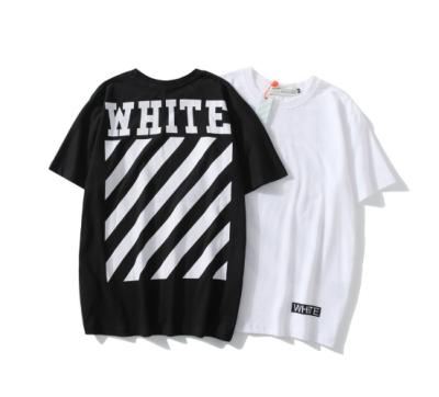 China CLM2086 New Anti-wrinkle Summer Short Sleeve Stripe Color Printed Casual Loose Back Cotton Men's T-shirts for sale