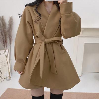 China New Design CS08914 Cashmere Winter Coat Australia Alpaca Wool Womens Fashion Oversized Woolen Coats Women Breathable Warm Belt Coat for sale