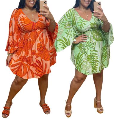 China New Arrival CCY1454 2021 Anti-Static Printed Plus Size Woman Clothing Summer Swing Dresses For Women for sale