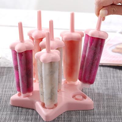 China China Factory Food Grade Kids Popsicle Mold Viable Plastic Popsicle Ice Cream Maker 6 Cavities for sale