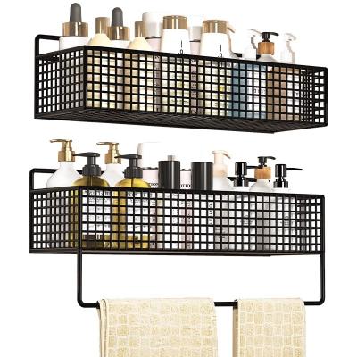 China Durable High Quality Modern Bathroom Storage Display Rack Metal Wall Hanging Hooks Rack for sale