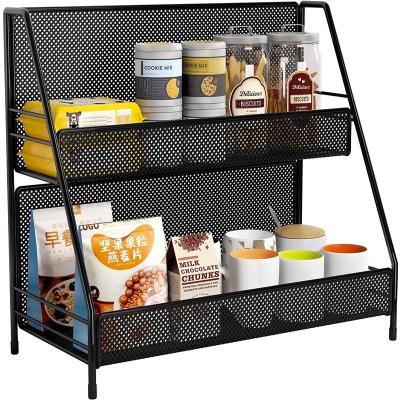 China Sustainable Kitchen High Quality Wholesale Metal Spice Rack Multi-layer Snack Storage Rack for sale