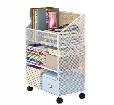 China Best Selling Sustainable Children Picture Book Storage Shelf Iron Magazine Shelf Book Shelving Cart for sale