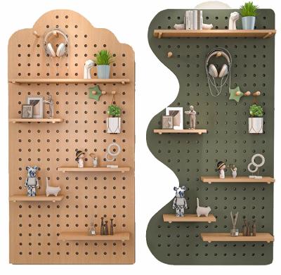 China Sustainable Hot Selling New Design Home Decor Hole Panel Wall Mounted Storage Rack for sale