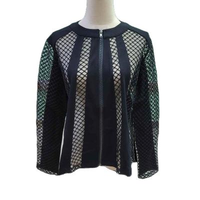 China BEST SELLING DESIGN 64% SPANDEX 6% SLEEVE WOMEN'S JACKET LONG CREW NECK 30% BLACK SQUISKY NYLON FOR LADIES for sale