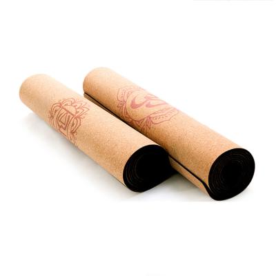 China Non-slip Custom Printing Natural Rubber Bottom None Eco Friendly 100% Cork Mat Yoga Plastic Yoga Tapete for sale