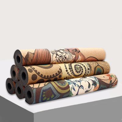 China Cork Yoga Mat Oem Custom Colorful Non-slip Printed Natural Rubber Yoga Mat for sale