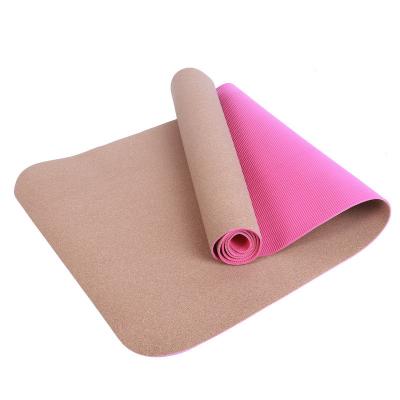 China Non Slip Custom Printed Eco Friendly Natural Organic Cork Tpe Yoga Mat for sale