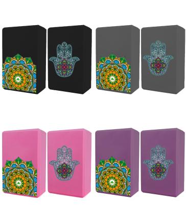 China Non-Slip Wholesale Helper Flexibility Support Deepen Poses Printed High Density EVA Foam Yoga Block for sale